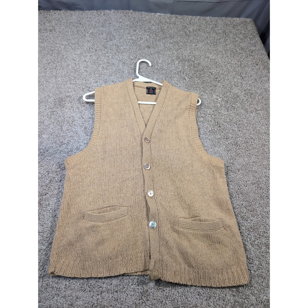 Rugby Men's Tan Shetland‎ Wool V-Neck Button Vest Sweater XL